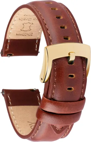 Leather Watch Bands Quick Release, Elegant Top Grain Leather Watch Straps for Men & Women, Choice of Color & Width - 18mm, 19mm, 20mm, 21mm or 22mm Wristbands Bracelet for Watch & Smartwatch