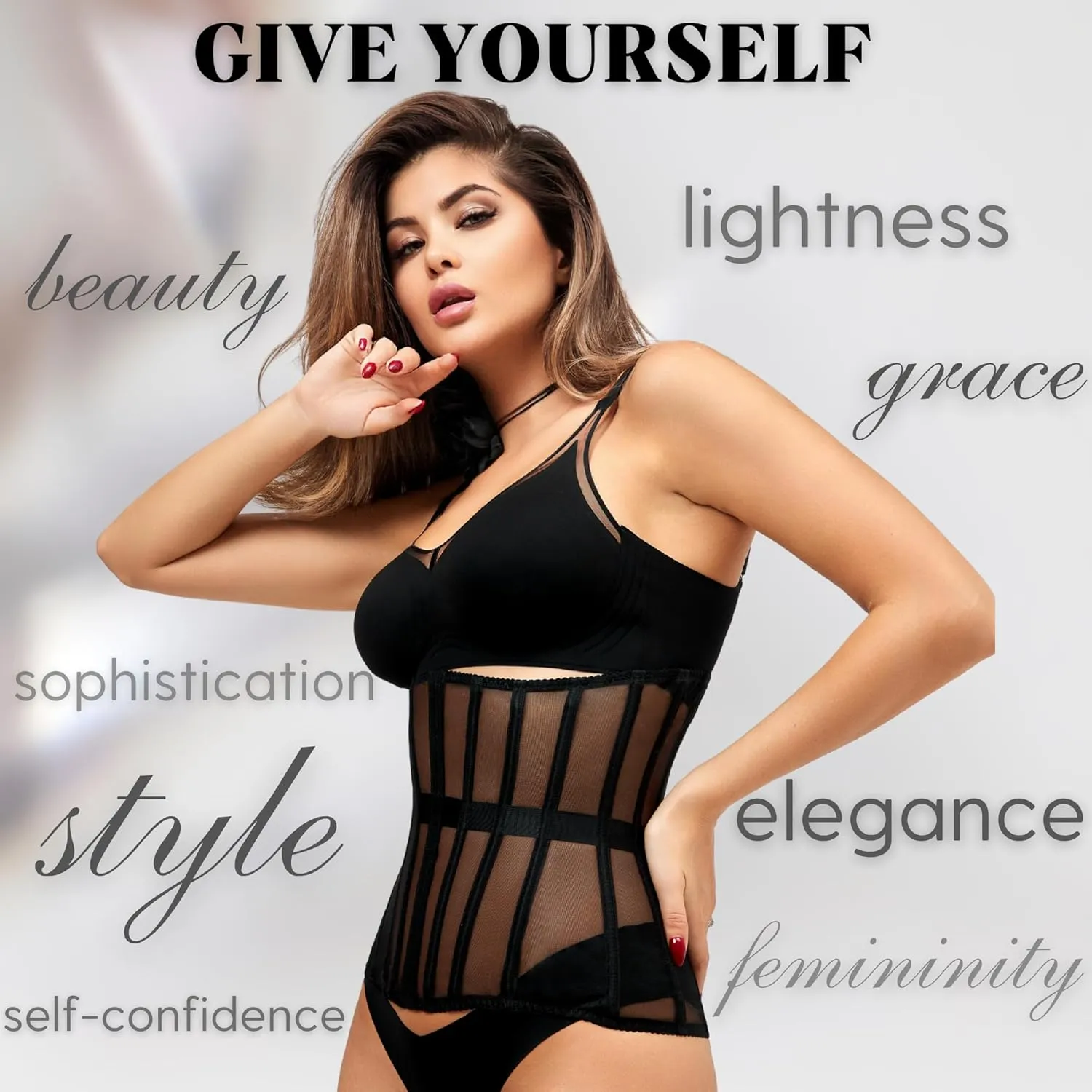 Mesh Corset Waist Trainer for Women - Underbust Corset Lace Up - Waist Cincher Shapewear - Body Shaper