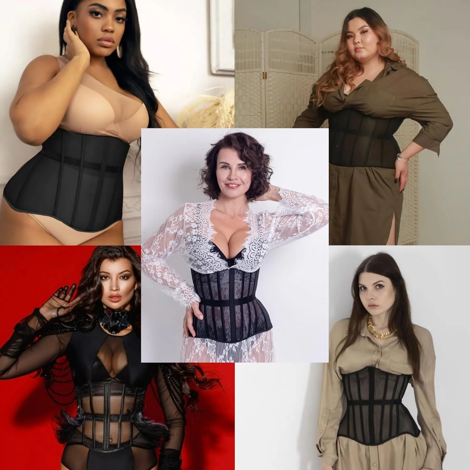 Mesh Corset Waist Trainer for Women - Underbust Corset Lace Up - Waist Cincher Shapewear - Body Shaper