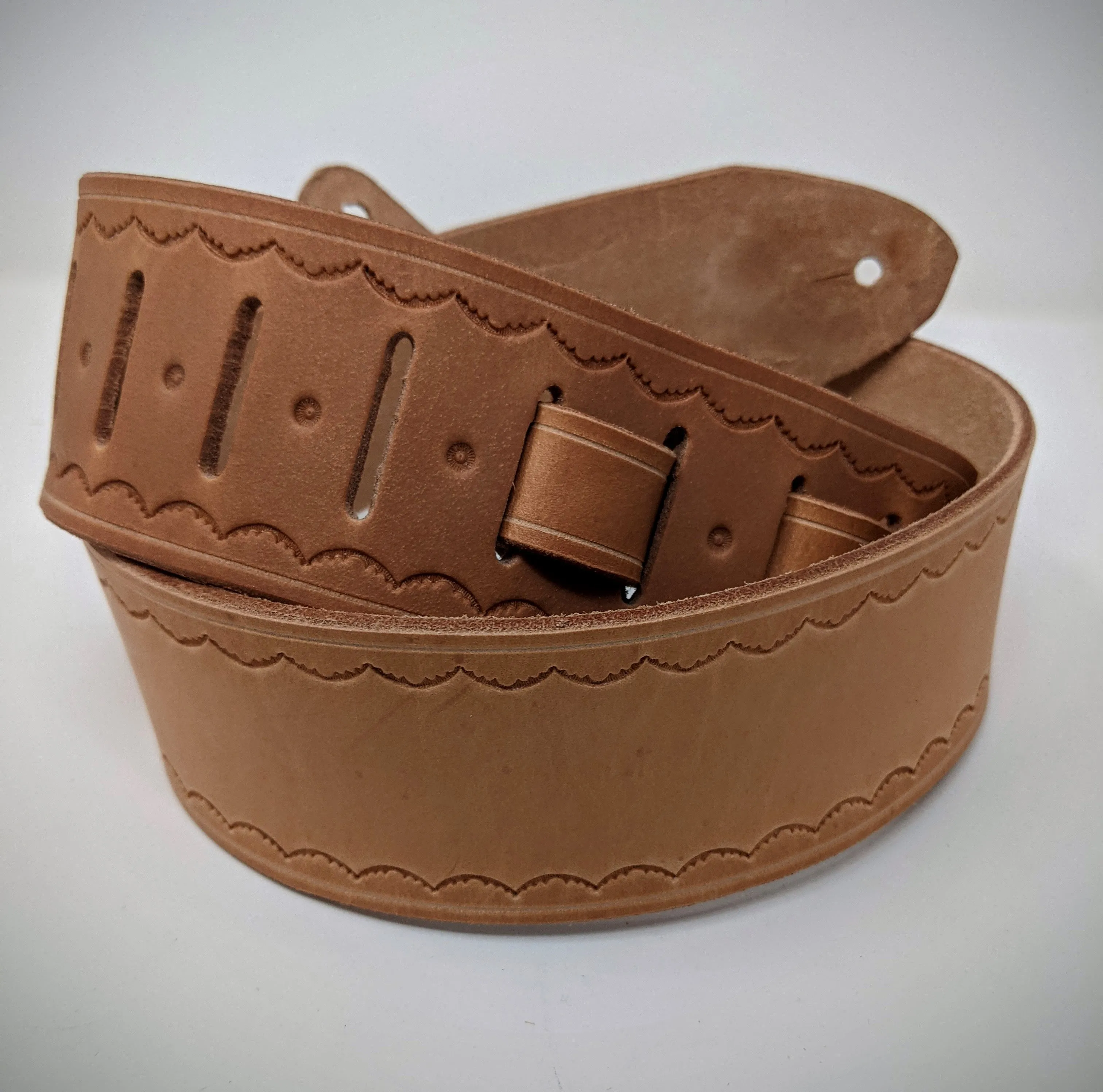 Minimalist Tooled Leather Guitar Strap