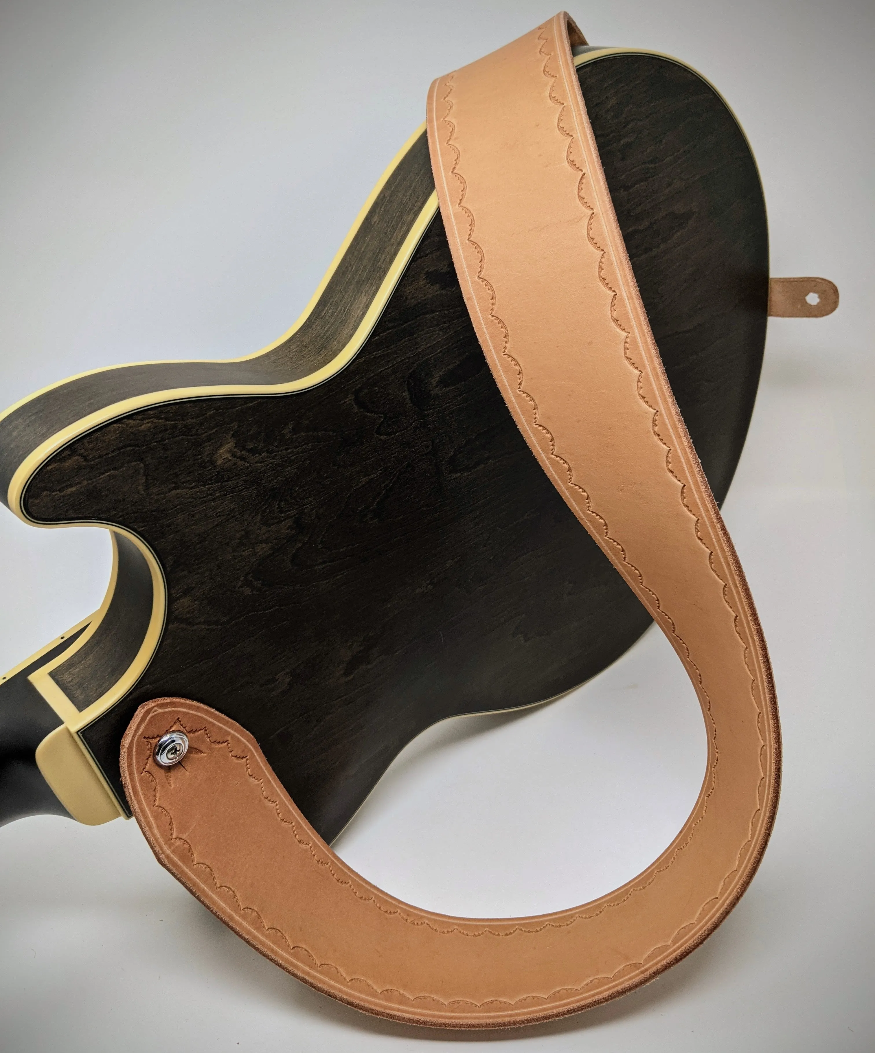Minimalist Tooled Leather Guitar Strap