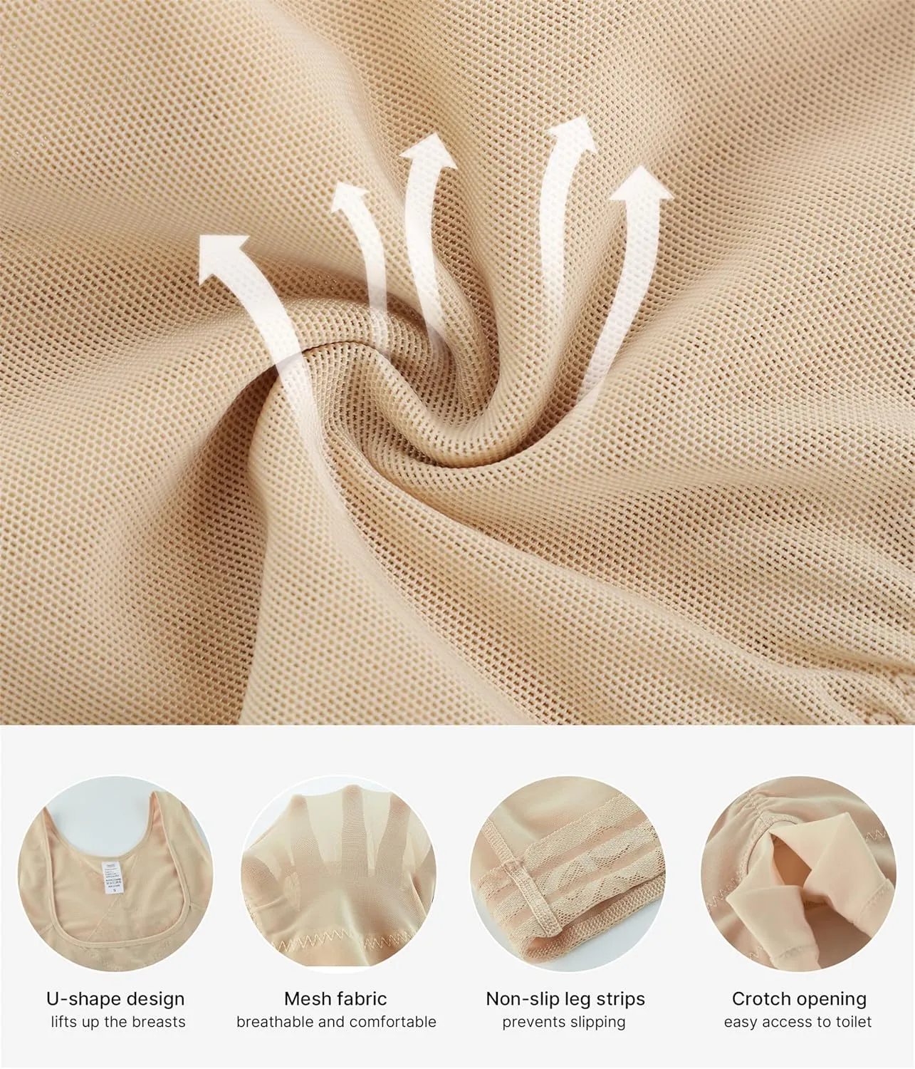Nebility Bodysuit for Women Tummy Control Shapewear Faja Body Shaper Waist Trainer Open Bust Mid-Thigh Bodysuit