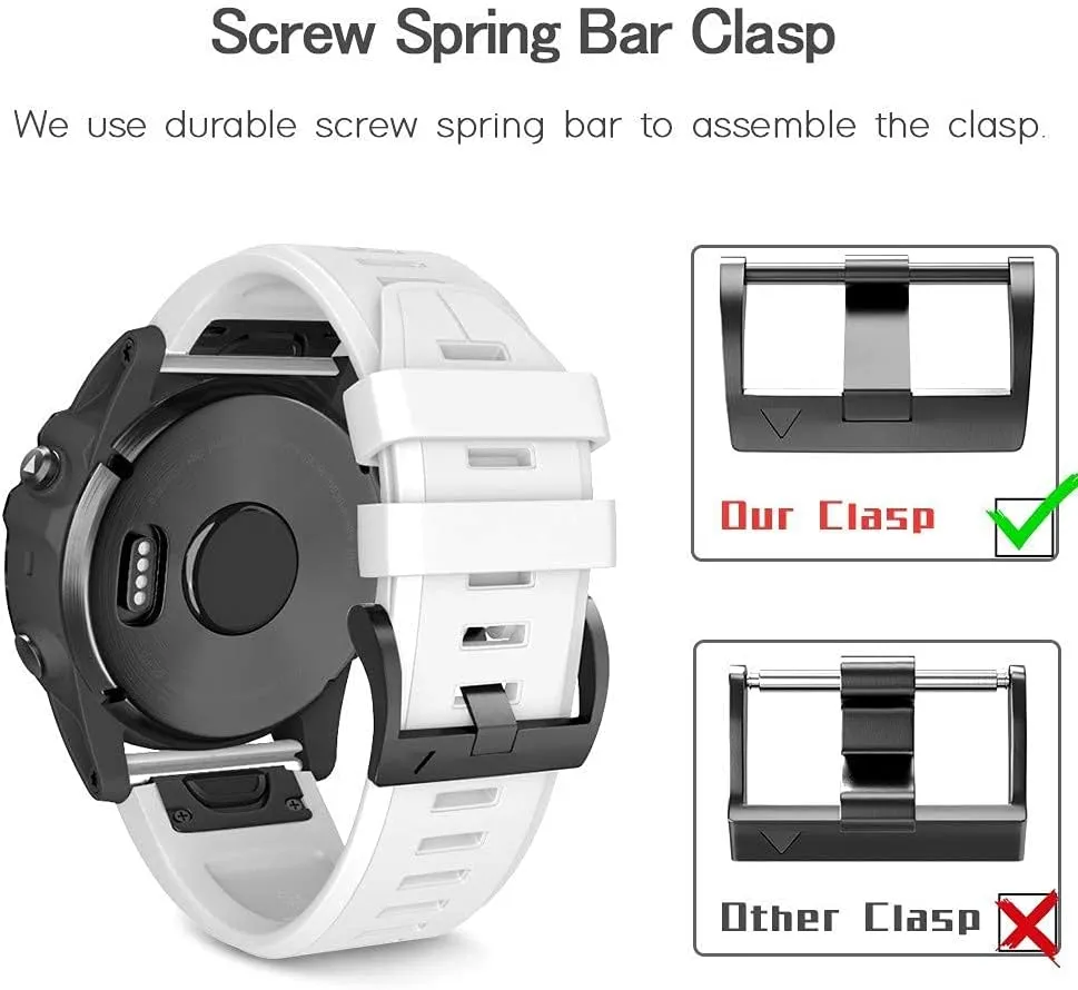 NotoCity Compatible Fenix 5X Plus Bands Fenix 7X Sport Silicone Replacement for Fenix 8 51mm/Fenix 5X/Fenix 5X Plus/Fenix 6X/Fenix 6X Pro/Fenix 3/Fenix 3 HR/Descent MK1/D2 Delta PX/D2 Charlie(White)