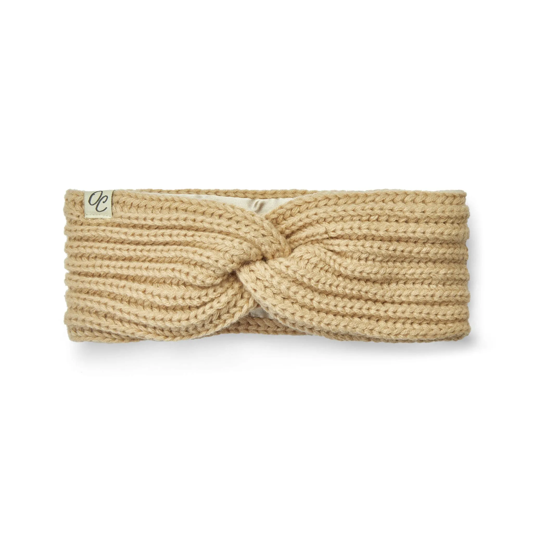 Only Curls Satin Lined Knitted Headband - Sand