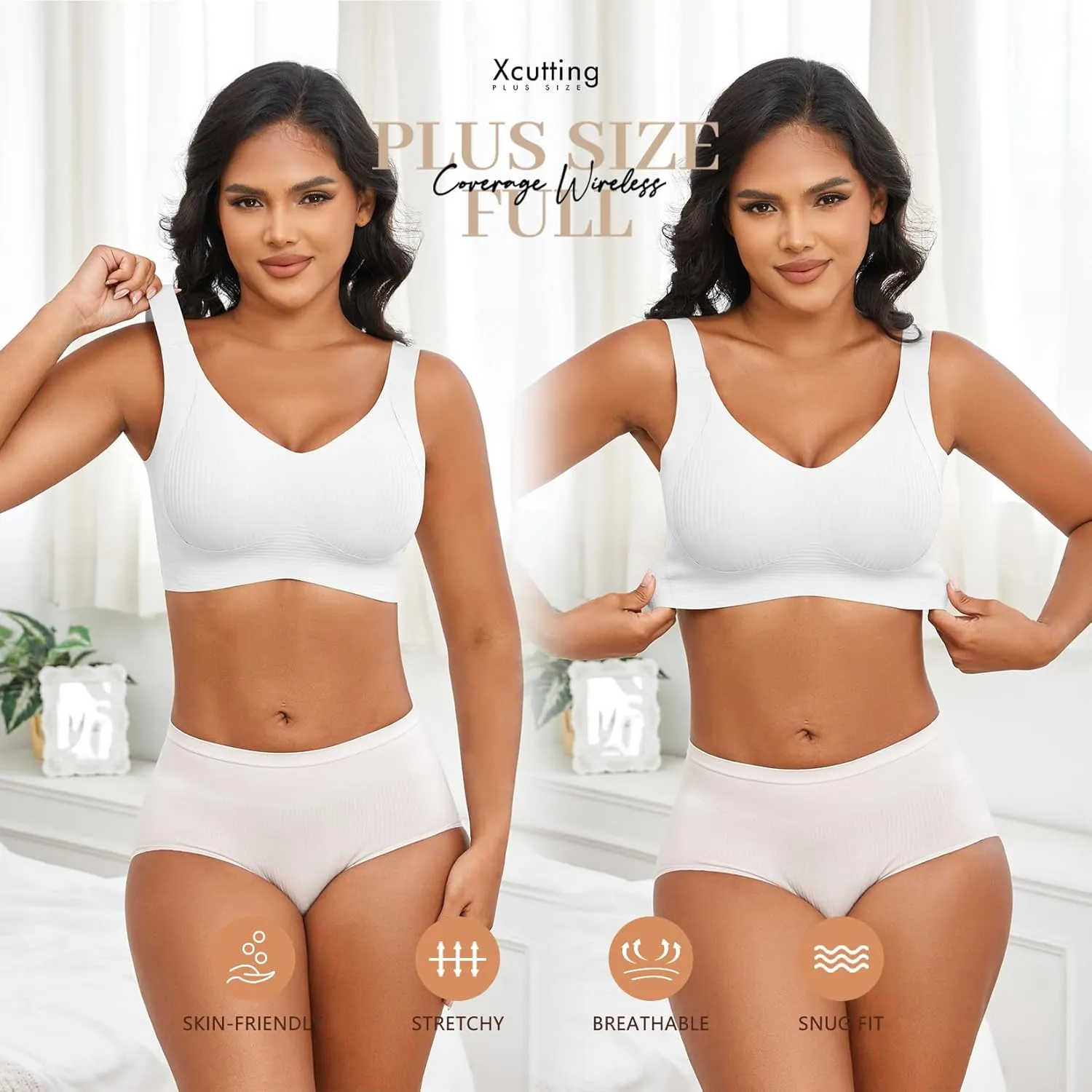 Plus Size Bras for Women No Underwire Full Coverage Everyday Bra Comfortable Wireless Padded Bras