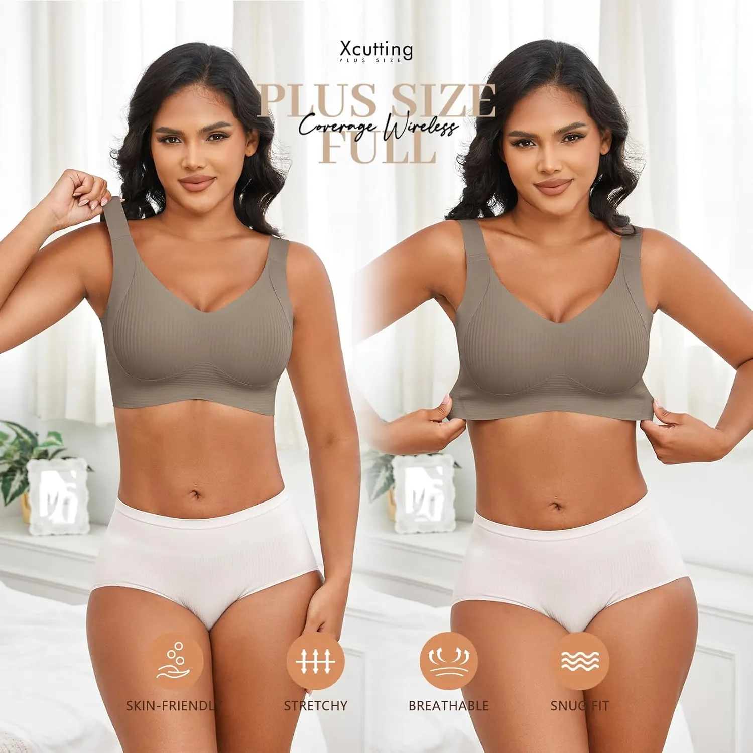 Plus Size Bras for Women No Underwire Full Coverage Everyday Bra Comfortable Wireless Padded Bras