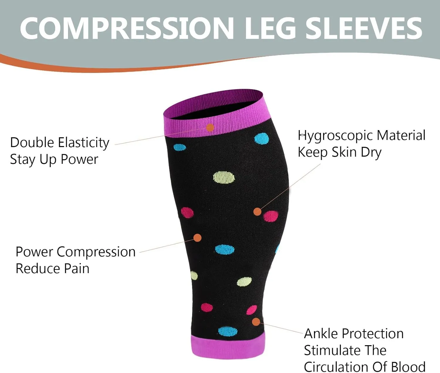 Plus Size Compression Leg Sleeves for Women& Men 15-20mmHg Wide Calf Knee High Leg Sleeves