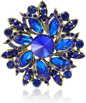 Rhinestone Flower Brooch for Women Vintage Crystal Flower Brooch Pin Elegant Clothing Hat Bag Accessories Christmas Birthday Party Wedding Costume Jewelry