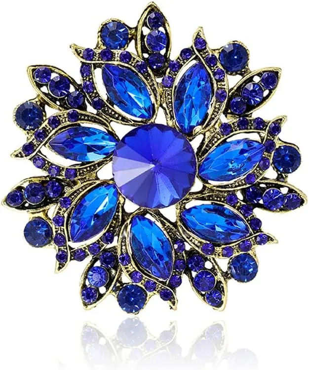 Rhinestone Flower Brooch for Women Vintage Crystal Flower Brooch Pin Elegant Clothing Hat Bag Accessories Christmas Birthday Party Wedding Costume Jewelry