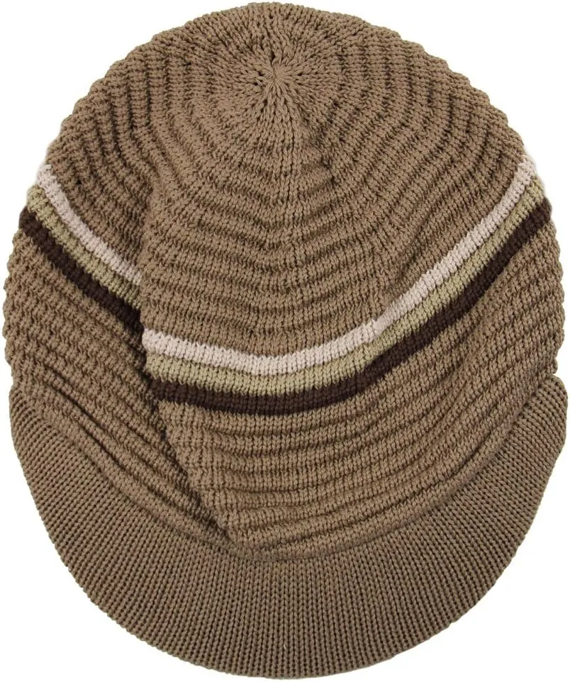 RW Knitted Cotton Rasta Skully Beanie Visor