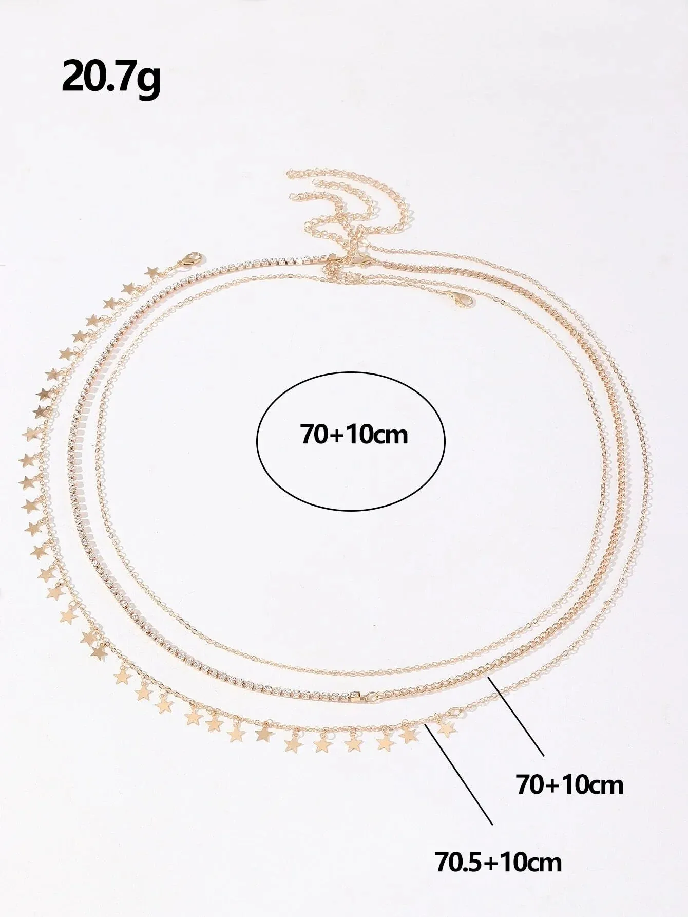 SHEIN 3pcs Random Rhinestone Decor Waist Chain