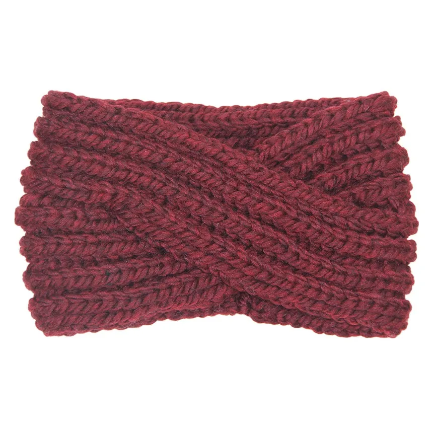 Solid Twisted Wide Knitted Headband