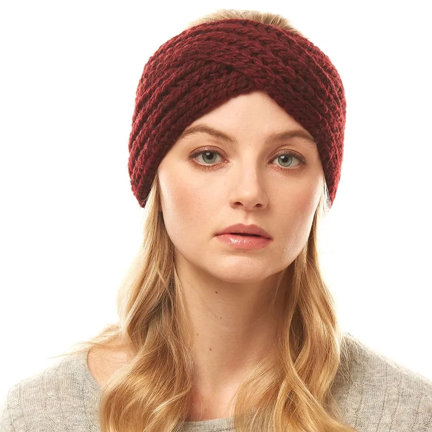 Solid Twisted Wide Knitted Headband