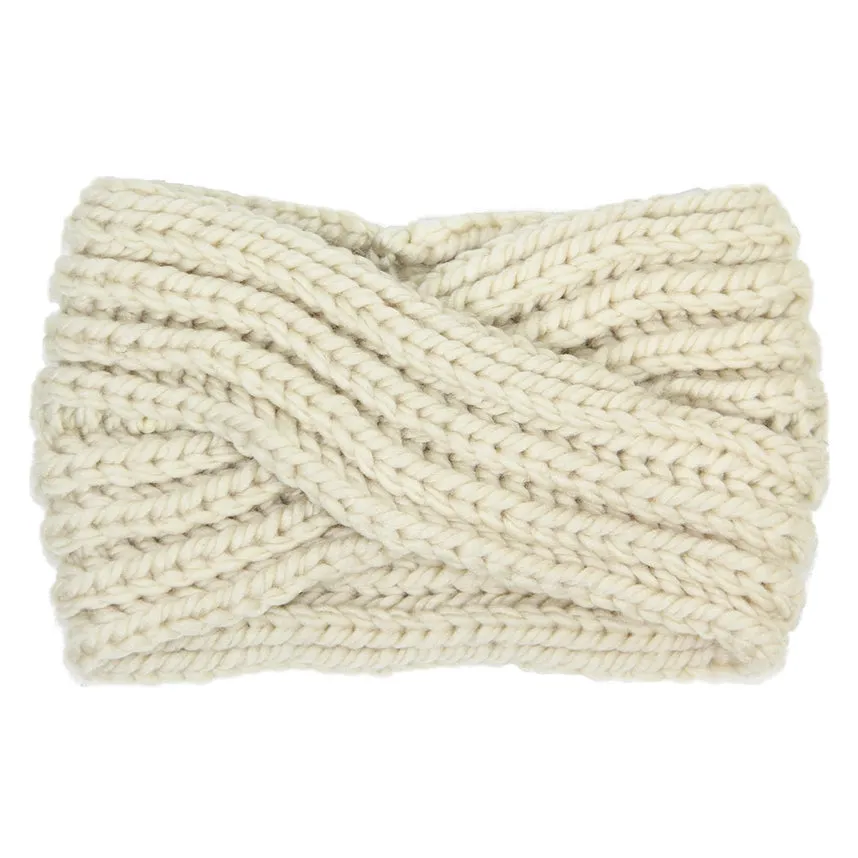 Solid Twisted Wide Knitted Headband