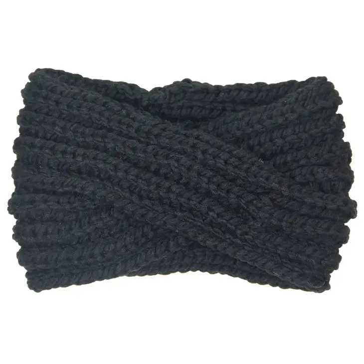 Solid Twisted Wide Knitted Headband