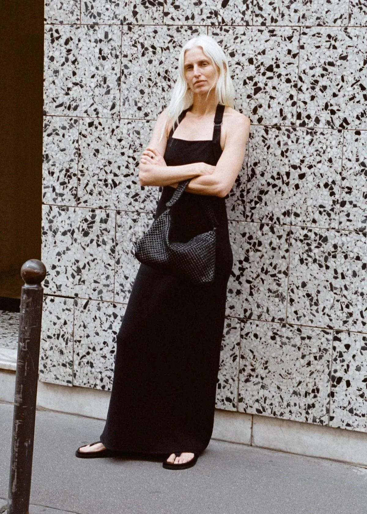 ST. AGNI Macrame Shoulder Bag - Black