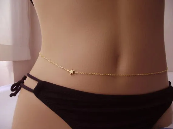 Star Belly Chain - Gold Waist Chain - Belly Dancing Gift - Girlfriend Gift - Anniversary Gift - Waist Beads - Simple Festival Body Jewelry