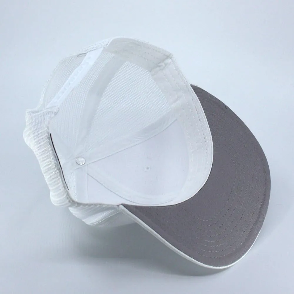 The Vintage Year Plain Cotton Twill Flat Brim Mesh Adjustable Snapback Trucker Baseball Cap
