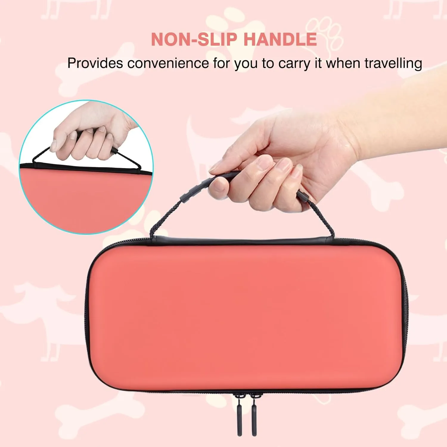 TIKOdirect Carrying Case for Nintendo Switch lite,Shockproof Portable Travel Bag with Large Storage, Glitter Galaxy cover, Screen Protectors, Cute Cat Claw Thumb Grips Caps, Coral