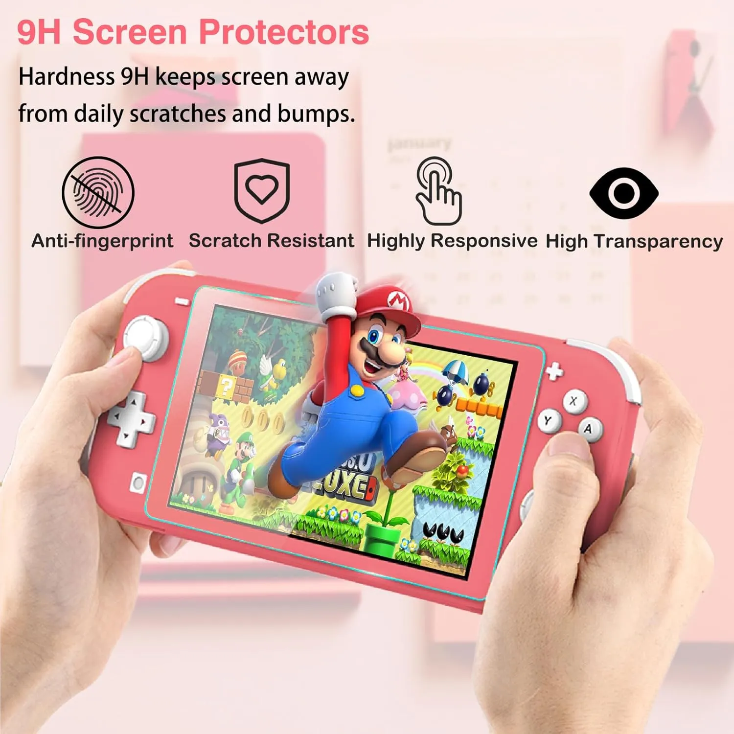 TIKOdirect Carrying Case for Nintendo Switch lite,Shockproof Portable Travel Bag with Large Storage, Glitter Galaxy cover, Screen Protectors, Cute Cat Claw Thumb Grips Caps, Coral