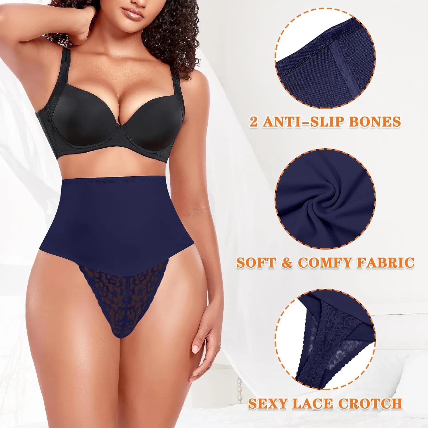 Tummy Control Thong Shapewear for Women High Waist Body Shaper Panties Girdle Lace Shaping Underwear