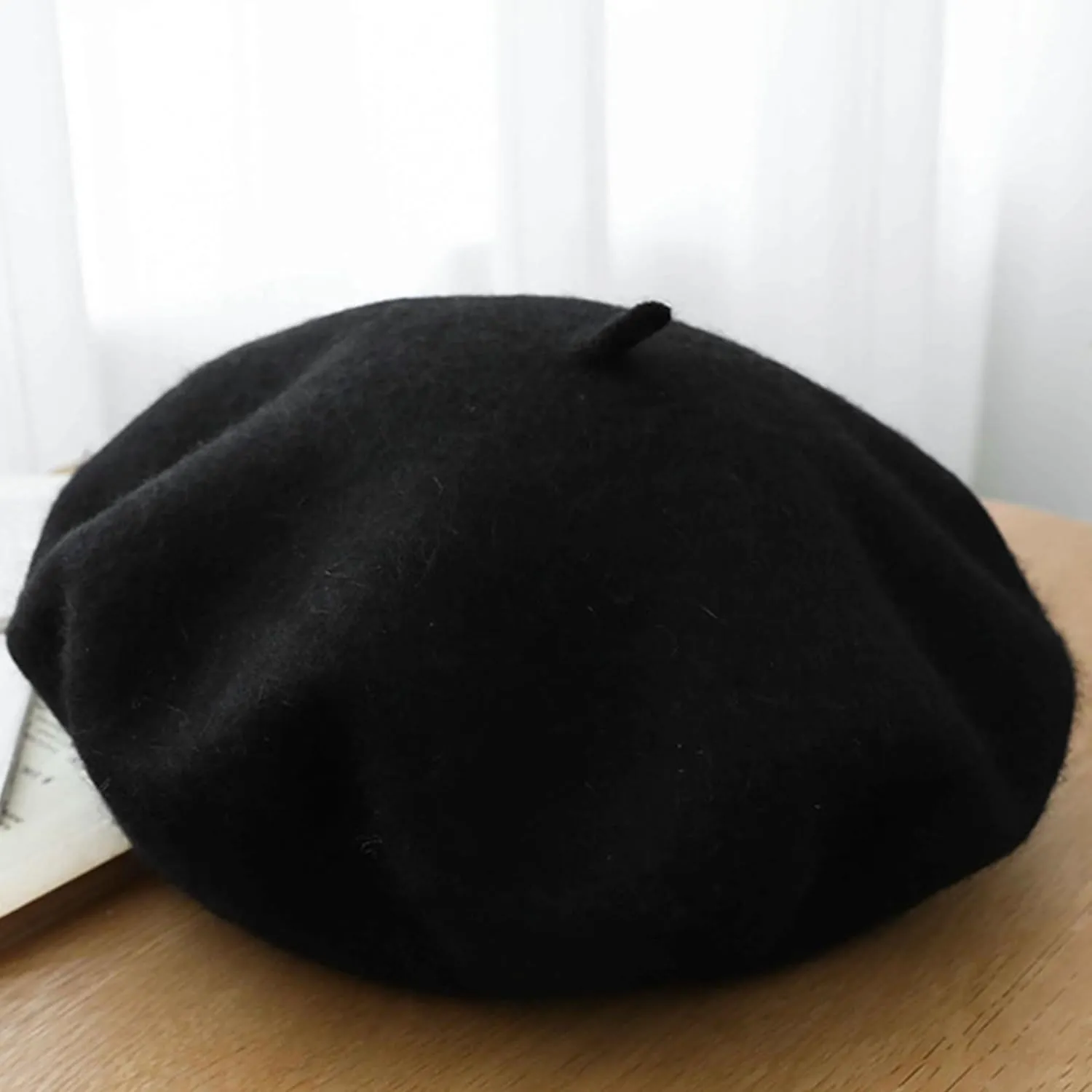 UTOWO Women French Beret Men Classic Stretchable Solid Beanie with Fake Mustaches for Halloween-Mime Cosplay Accessory