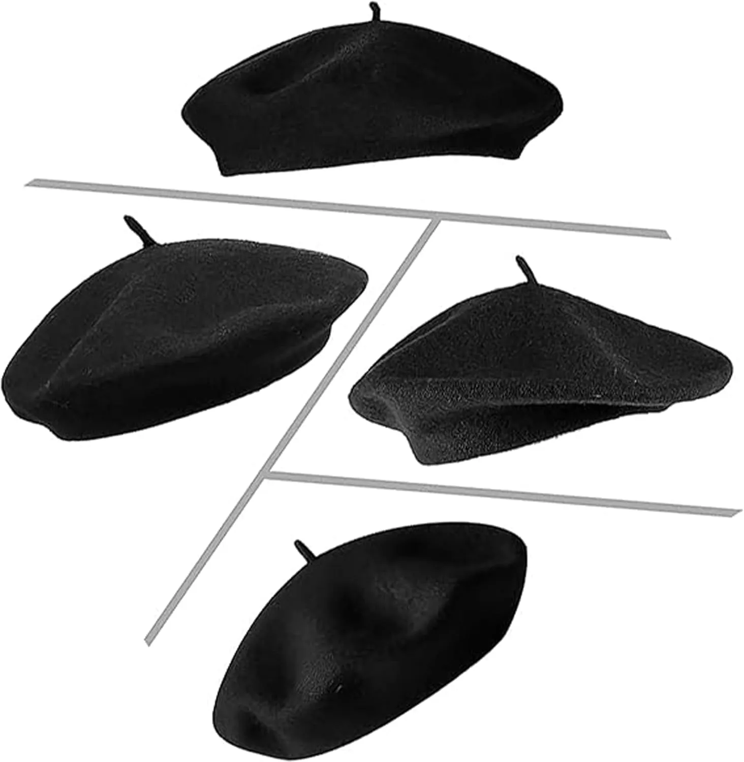 UTOWO Women French Beret Men Classic Stretchable Solid Beanie with Fake Mustaches for Halloween-Mime Cosplay Accessory