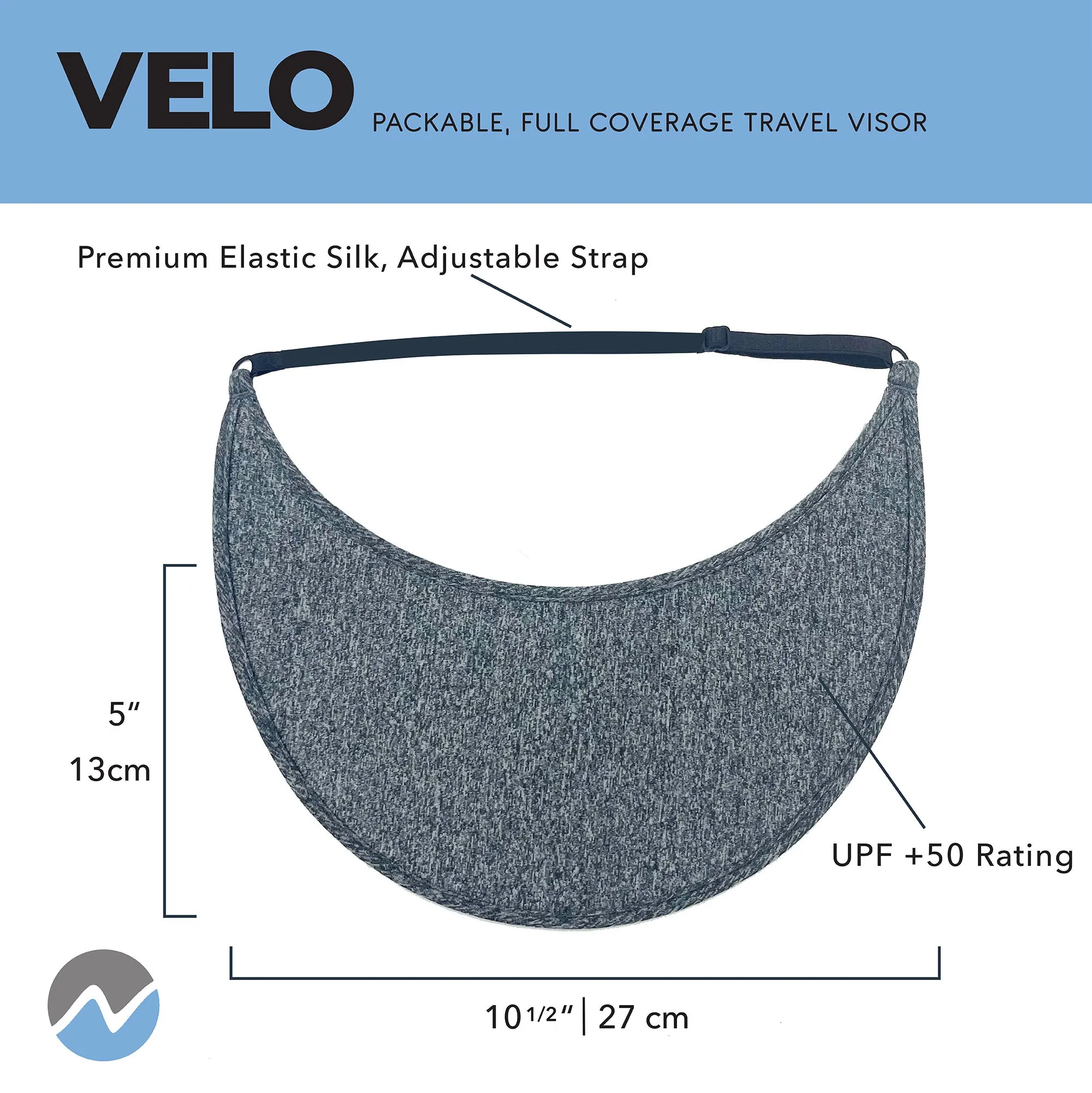 Velo Broad Brim Sun Visor - Steel Grey Heather Matching Trim
