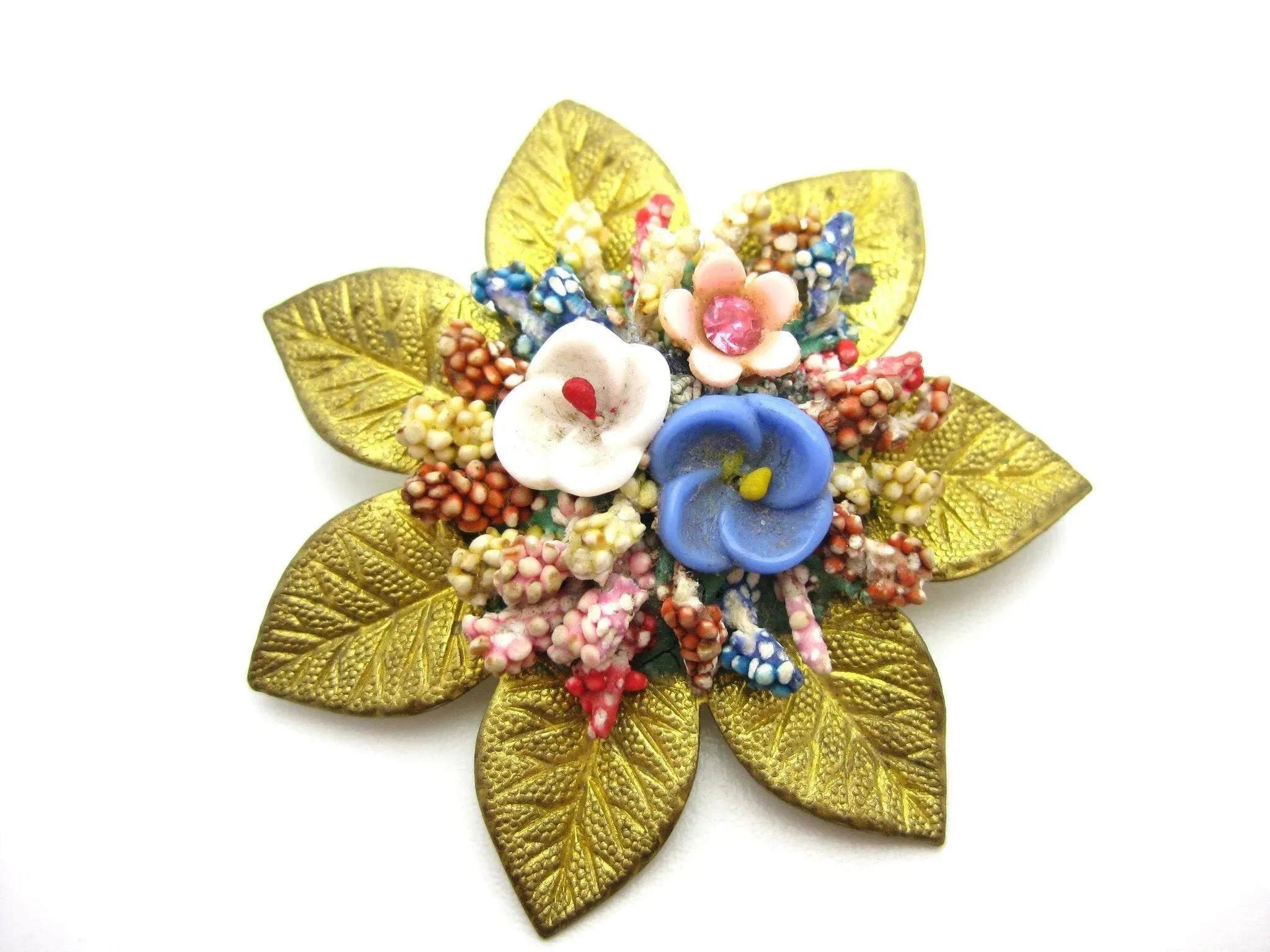 Vintage 1930s Gold Flower Brooch