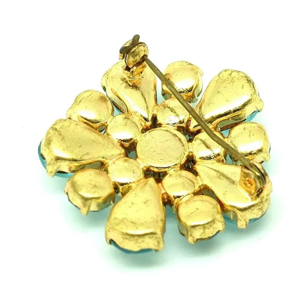 Vintage 1950s Blue Flower Brooch