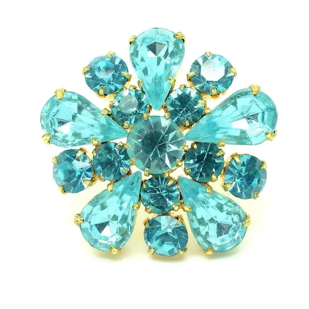 Vintage 1950s Blue Flower Brooch