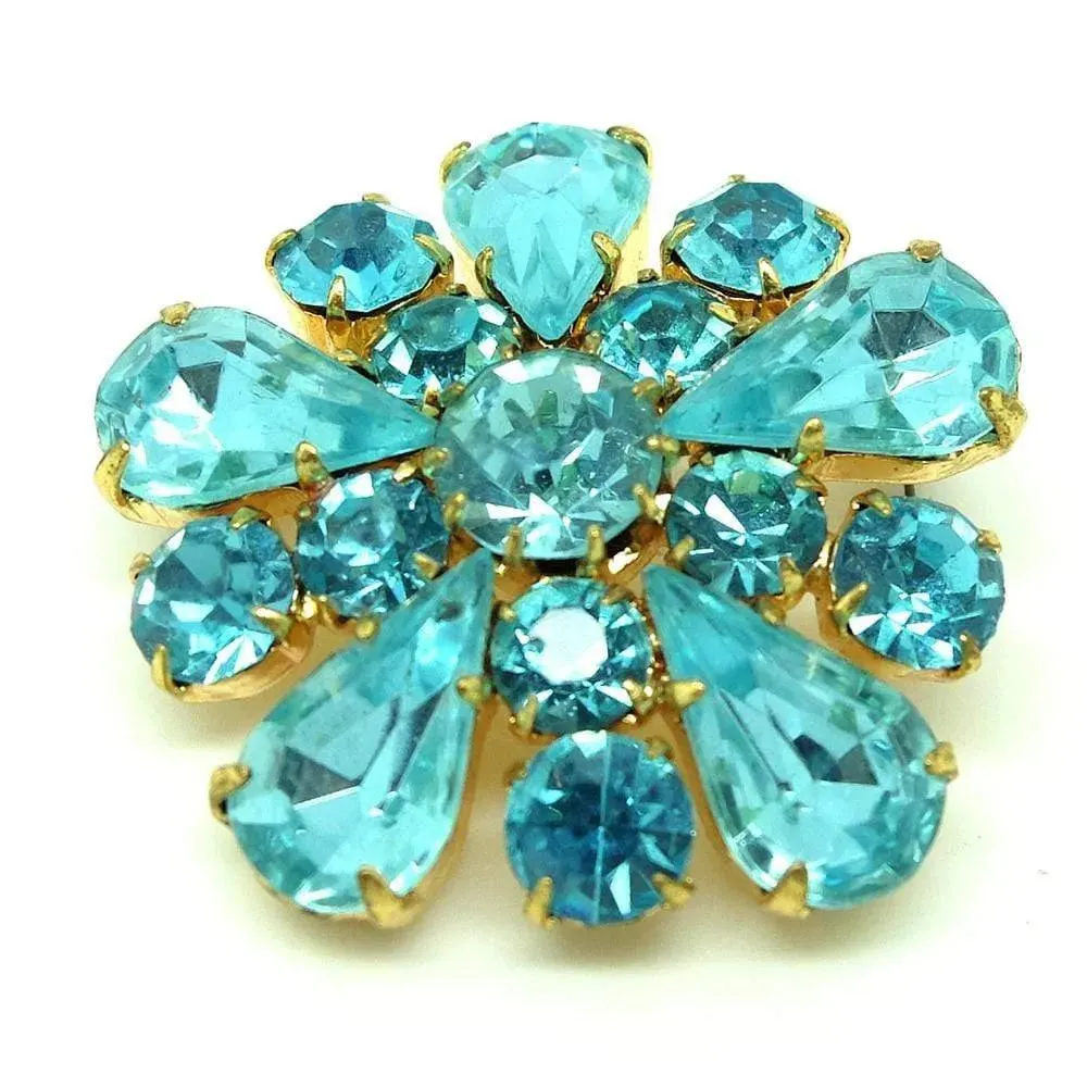 Vintage 1950s Blue Flower Brooch