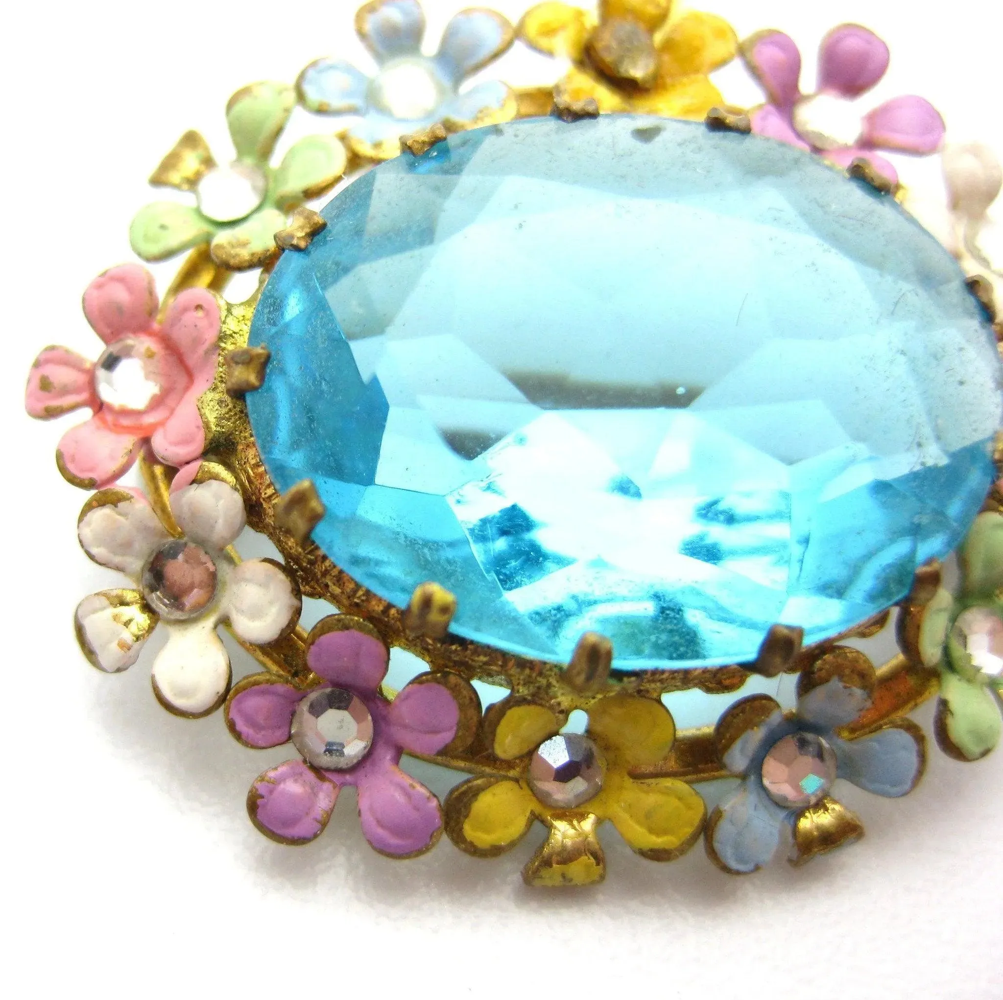 Vintage 1950s Multicoloured Flower Brooch