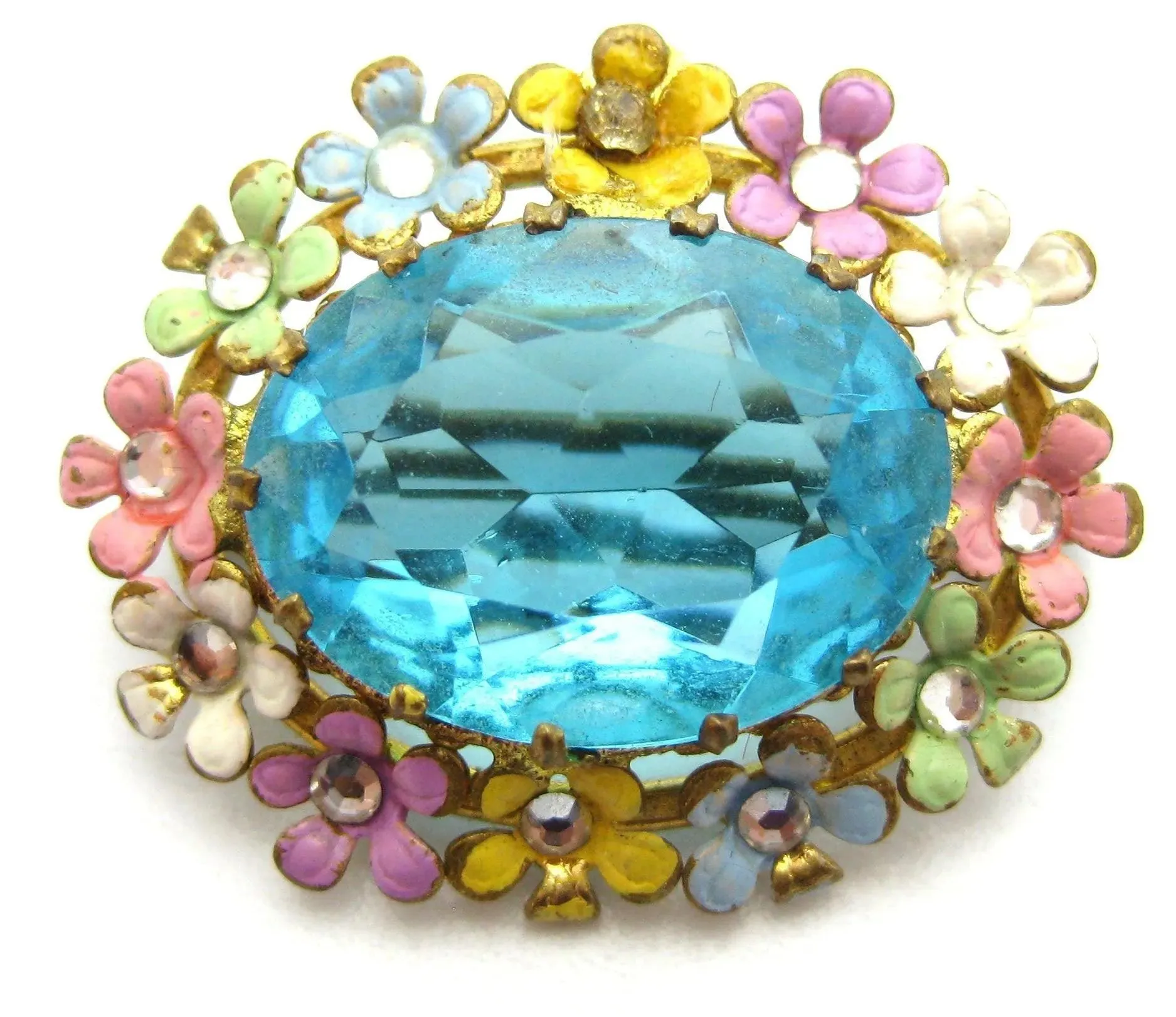 Vintage 1950s Multicoloured Flower Brooch