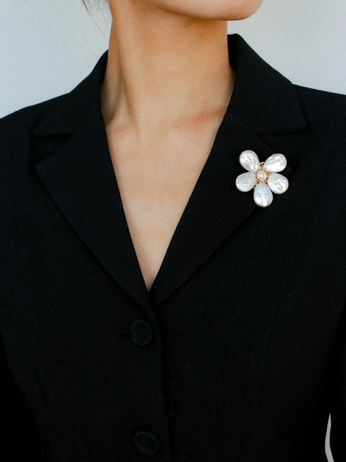 Vintage Freshwater Baroque Pearl Flower Brooch