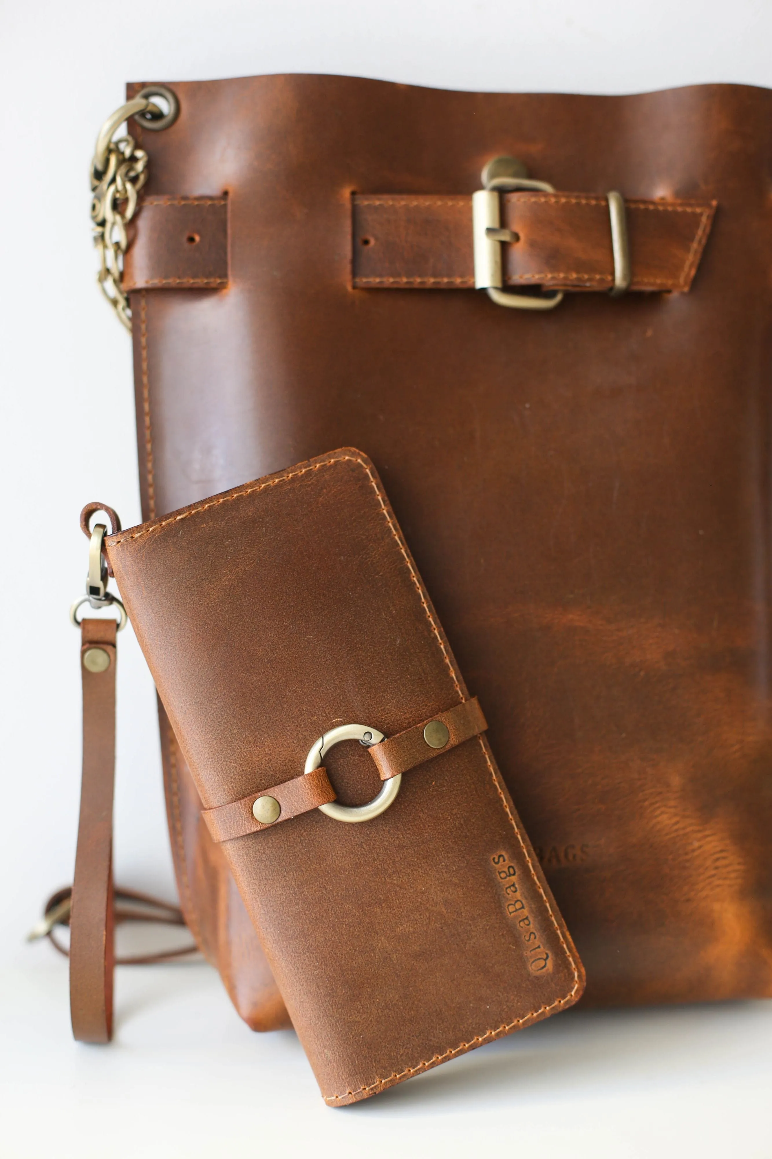 Women's Bifold Coffee Brown Leather Wallet - N01 - Ring Closure