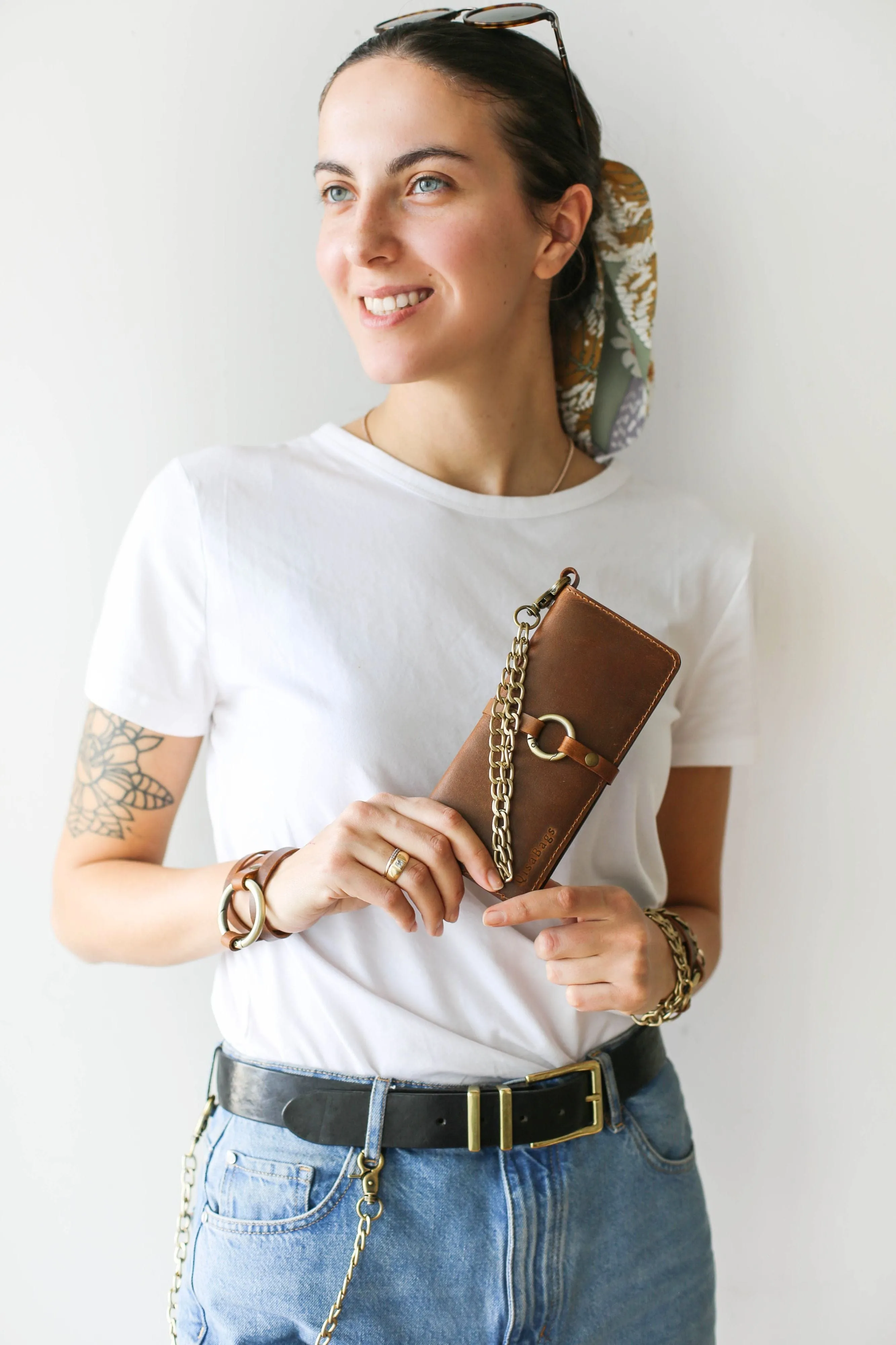 Women's Bifold Coffee Brown Leather Wallet - N01 - Ring Closure