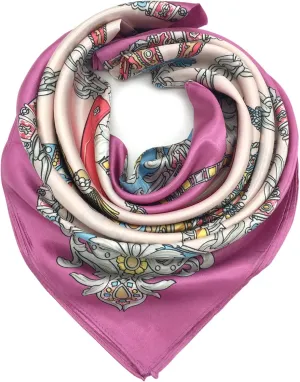 YOUR SMILE Silk Like Scarf Women's Fashion Pattern Large Square Satin Headscarf Headdress