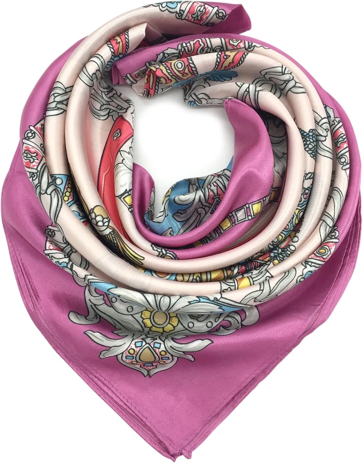 YOUR SMILE Silk Like Scarf Women's Fashion Pattern Large Square Satin Headscarf Headdress
