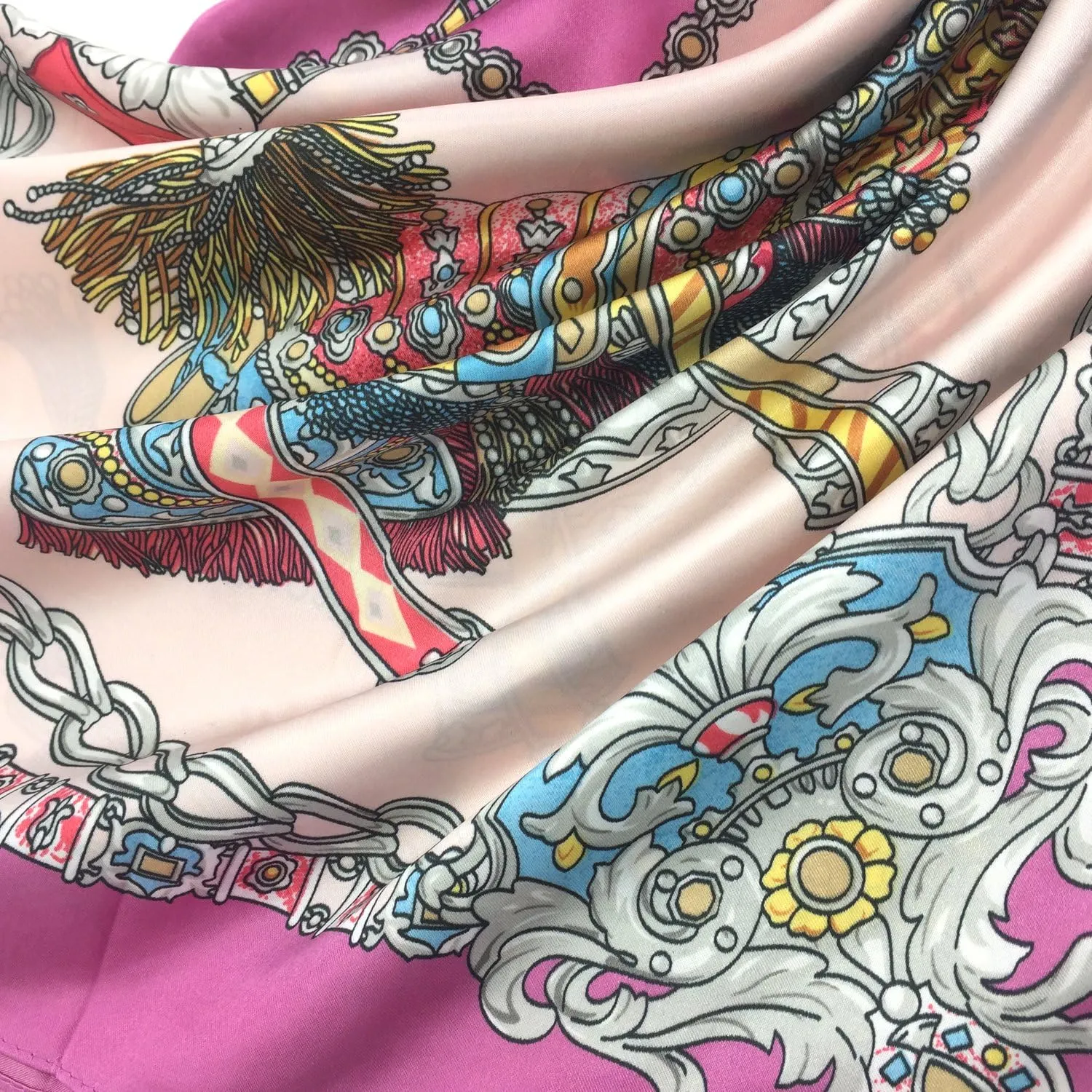 YOUR SMILE Silk Like Scarf Women's Fashion Pattern Large Square Satin Headscarf Headdress