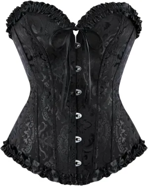 Zhitunemi Black Corset Top for Women Pirate Corsets Shapewear Steampunk Corset Overbust