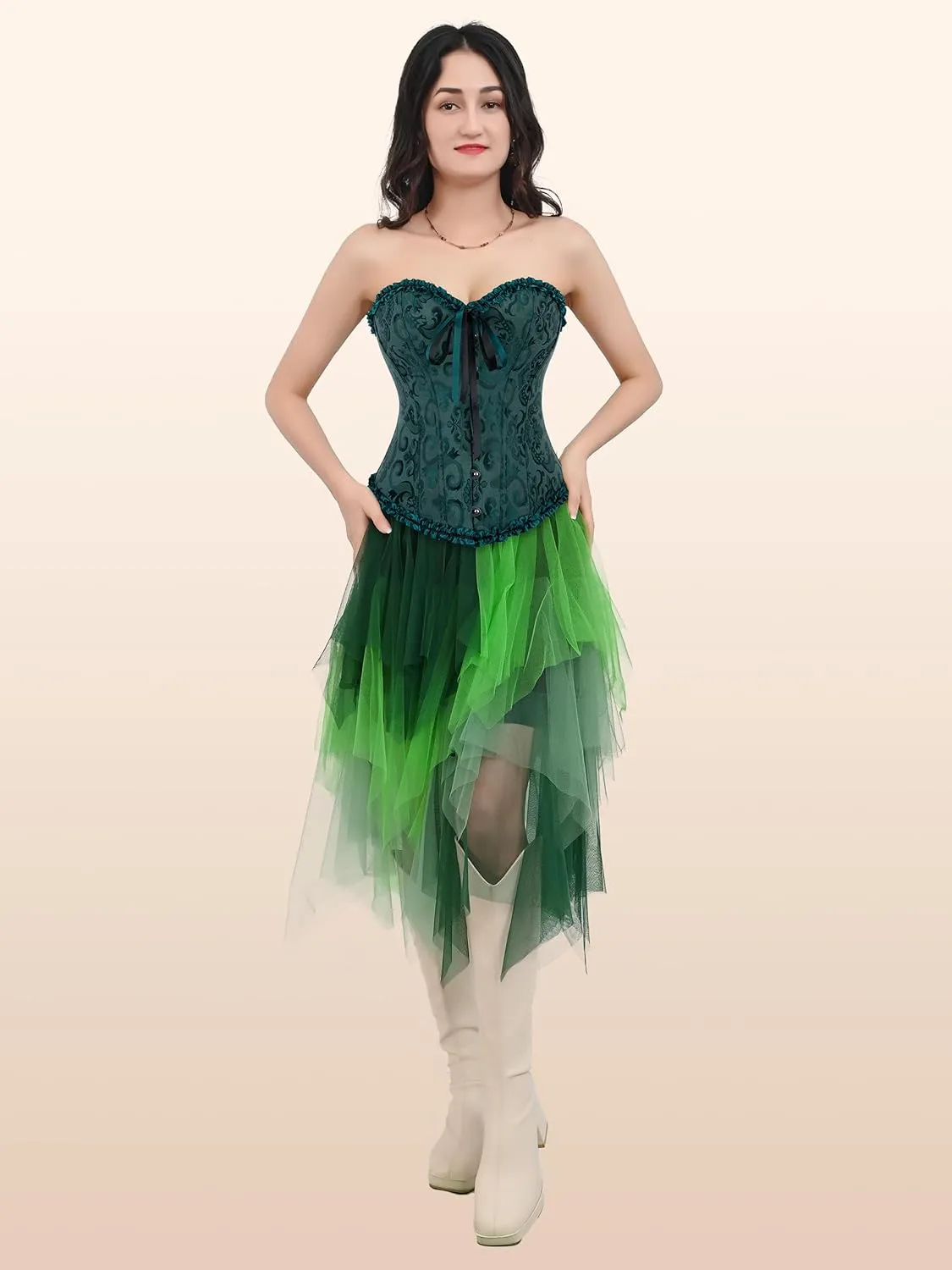 Zhitunemi Black Corset Top for Women Pirate Corsets Shapewear Steampunk Corset Overbust