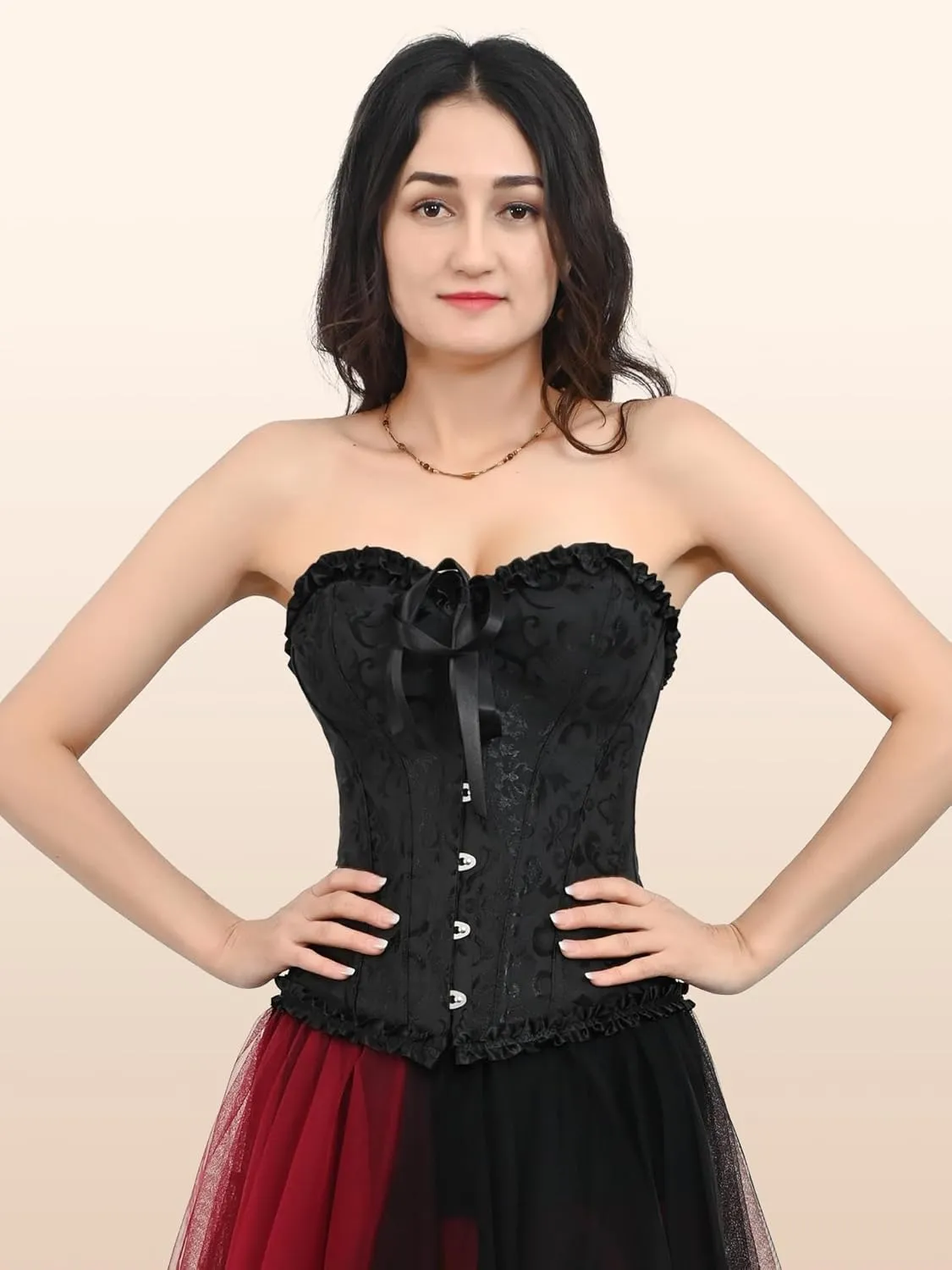 Zhitunemi Black Corset Top for Women Pirate Corsets Shapewear Steampunk Corset Overbust